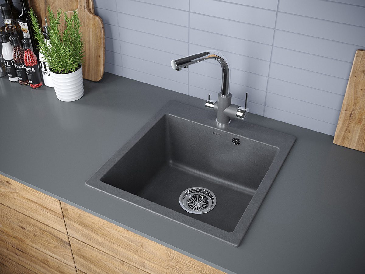 Кухонная мойка PAULMARK KANTE 50, PM105152-DG, графит, 510х520 — изображение 3