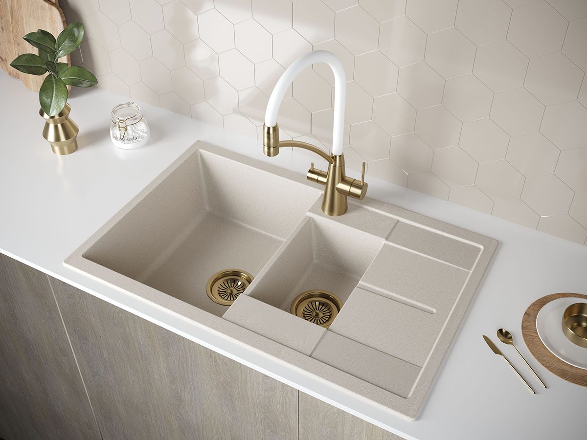 Смеситель для кухни под фильтр PAULMARK SIEGEN, бронза, белый излив, Si213111-BRw — изображение 6