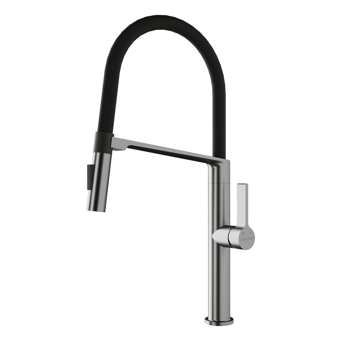 Смеситель для кухни с гибким изливом PAULMARK BARREL, брашированная сталь, Ba214029-BS