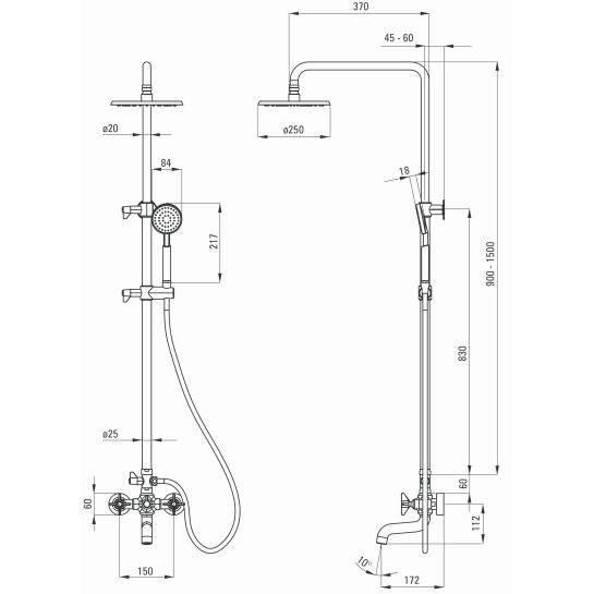 Душевая система DEANTE TEMISTO NERO NAC N1QT — изображение 2