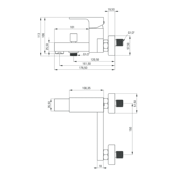 Смеситель для ванны DEANTE ANEMON NERO, чёрный, BBZ N10M — изображение 2