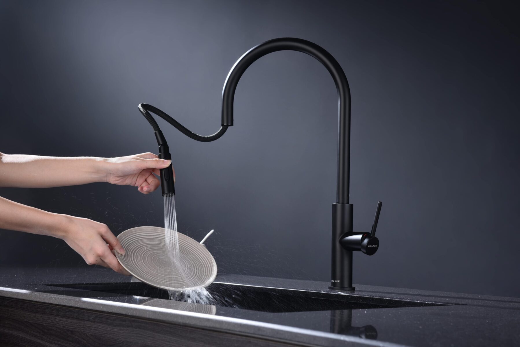 Смеситель для кухни с выдвижным изливом PAULMARK SENSO, антрацит, Se215180-AN — изображение 6