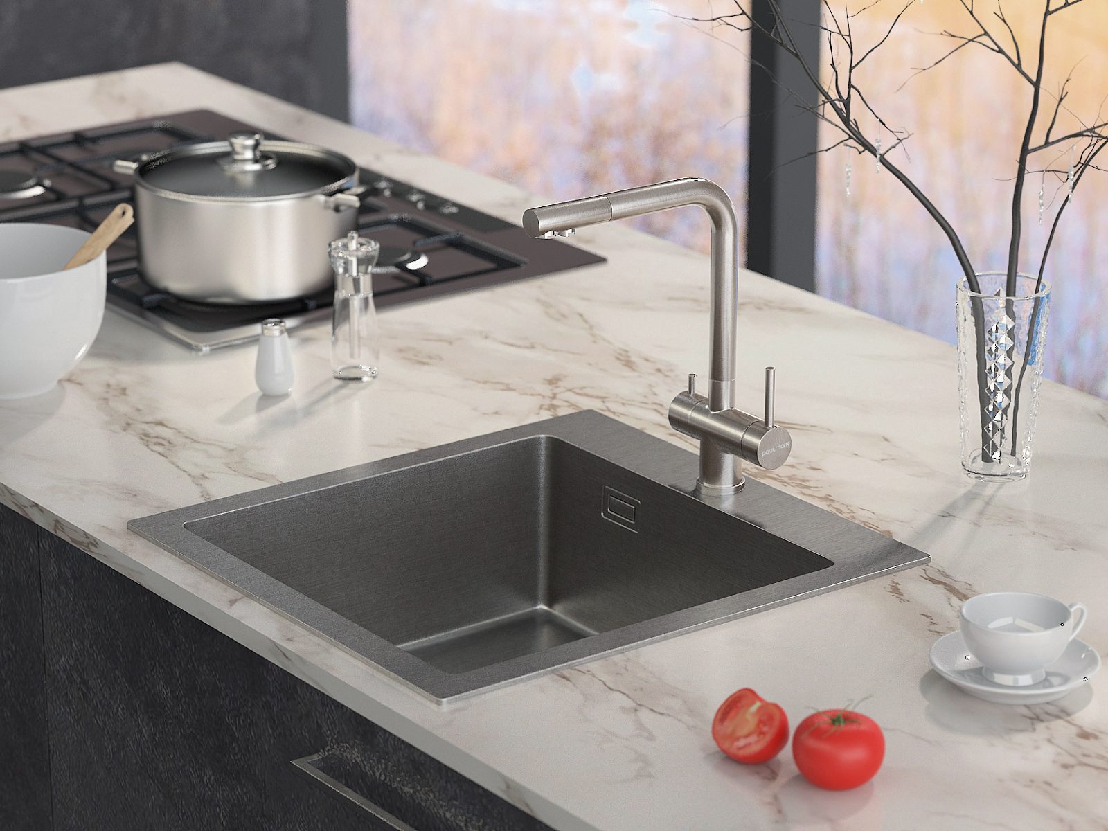 Смеситель для кухни под фильтр PAULMARK SKALEN, нержавеющая сталь, Sk213020-SS — изображение 2