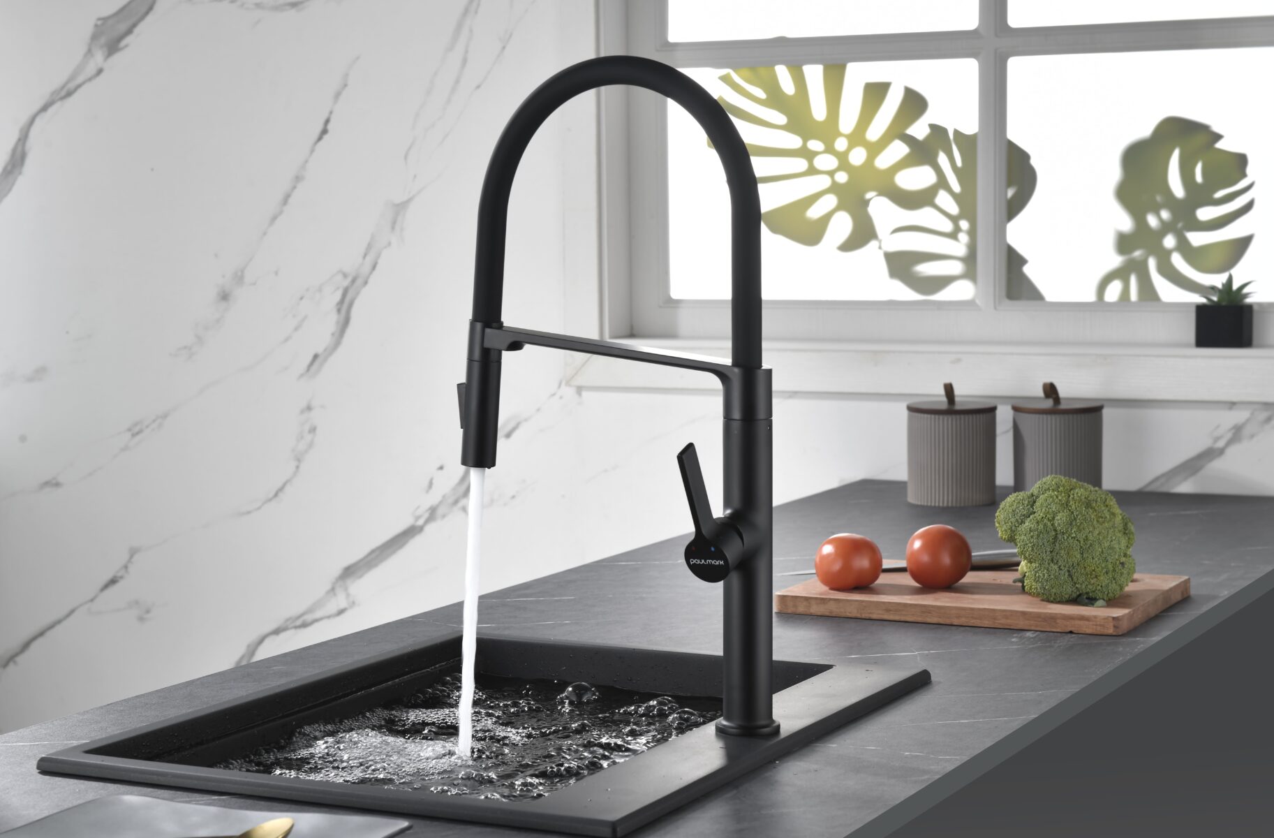Смеситель для кухни с гибким изливом PAULMARK BARREL, антрацит, Ba214029-AN — изображение 3