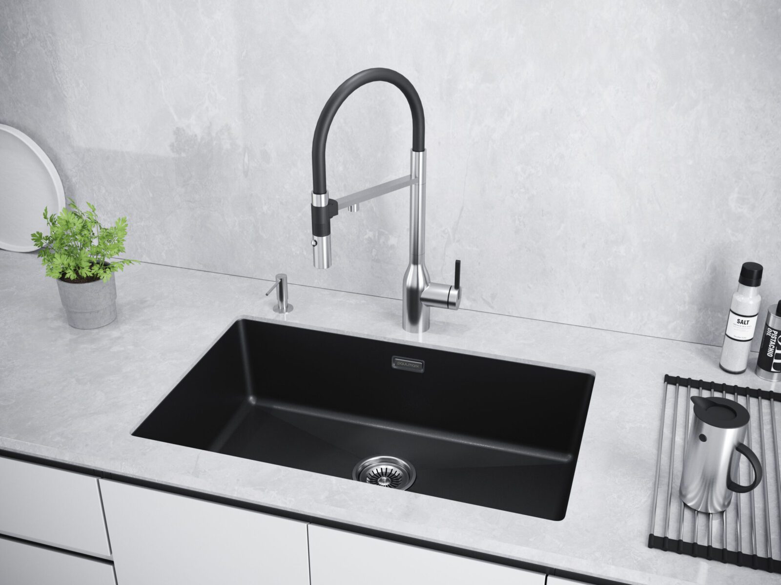 Кухонная мойка PAULMARK LUMI 74UNI, LU74-AN, антрацит, 740х460 — изображение 3