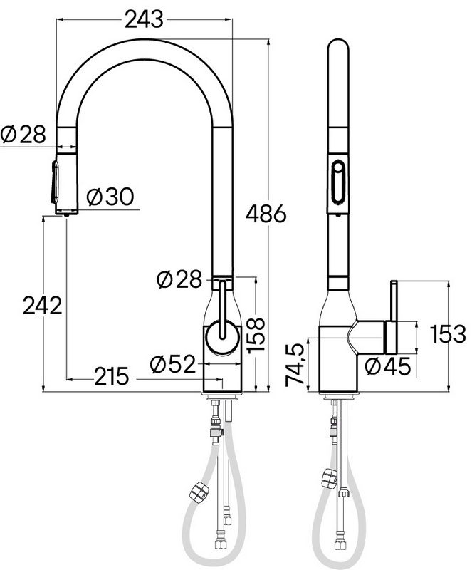 Смеситель для кухни под фильтр PAULMARK UNIVERSAL, антрацит, Un213880-AN — изображение 2
