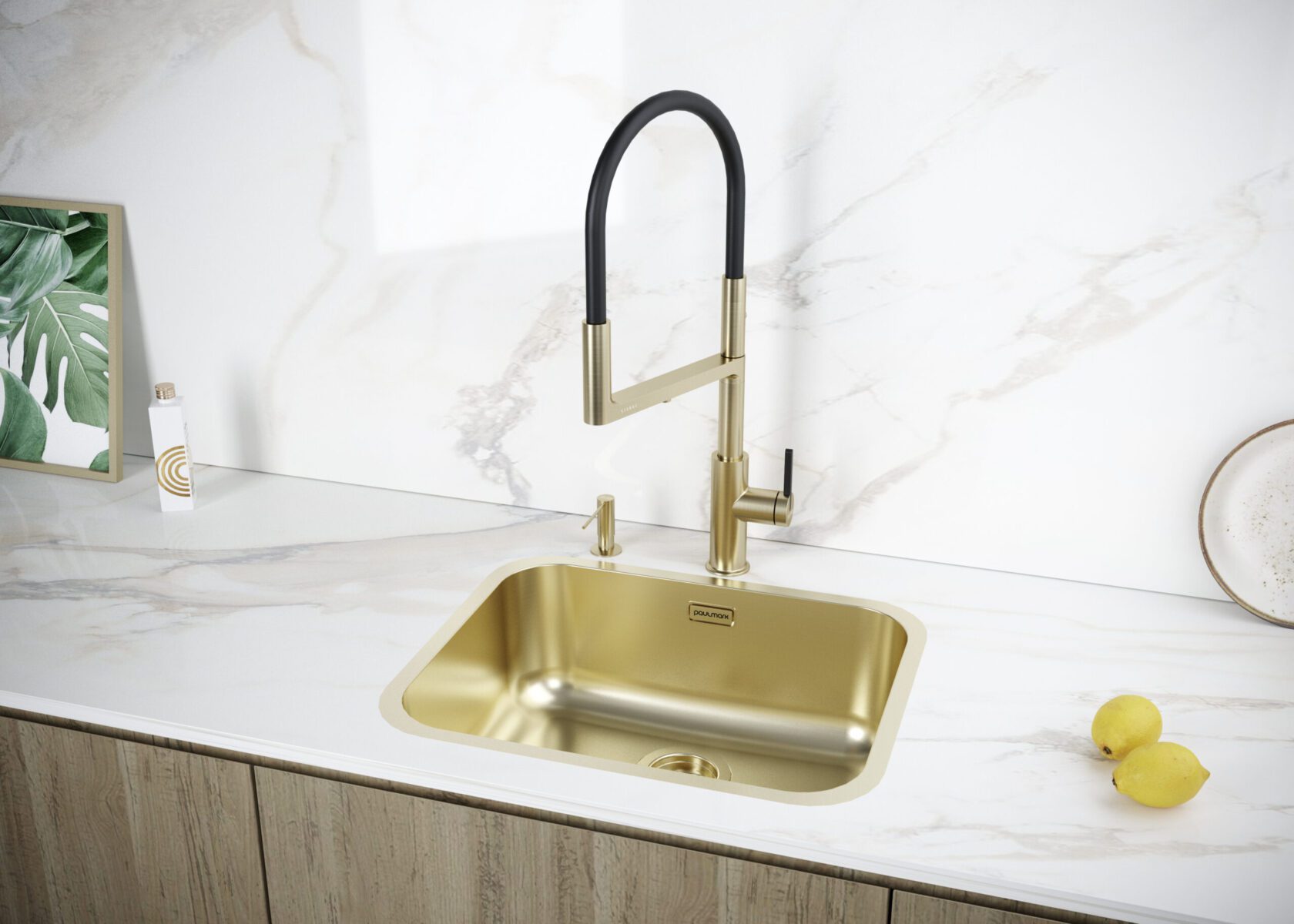 Кухонная мойка PAULMARK VELLO 53 UNI, VE53-LG, светлое золото, 533х433мм — изображение 3