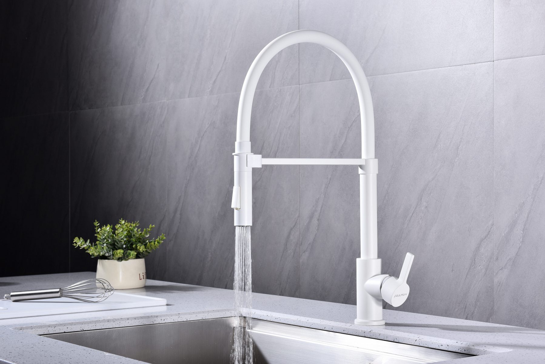 Смеситель для кухни с гибким изливом PAULMARK HALT, белый матовый, Ha214021-431 — изображение 3