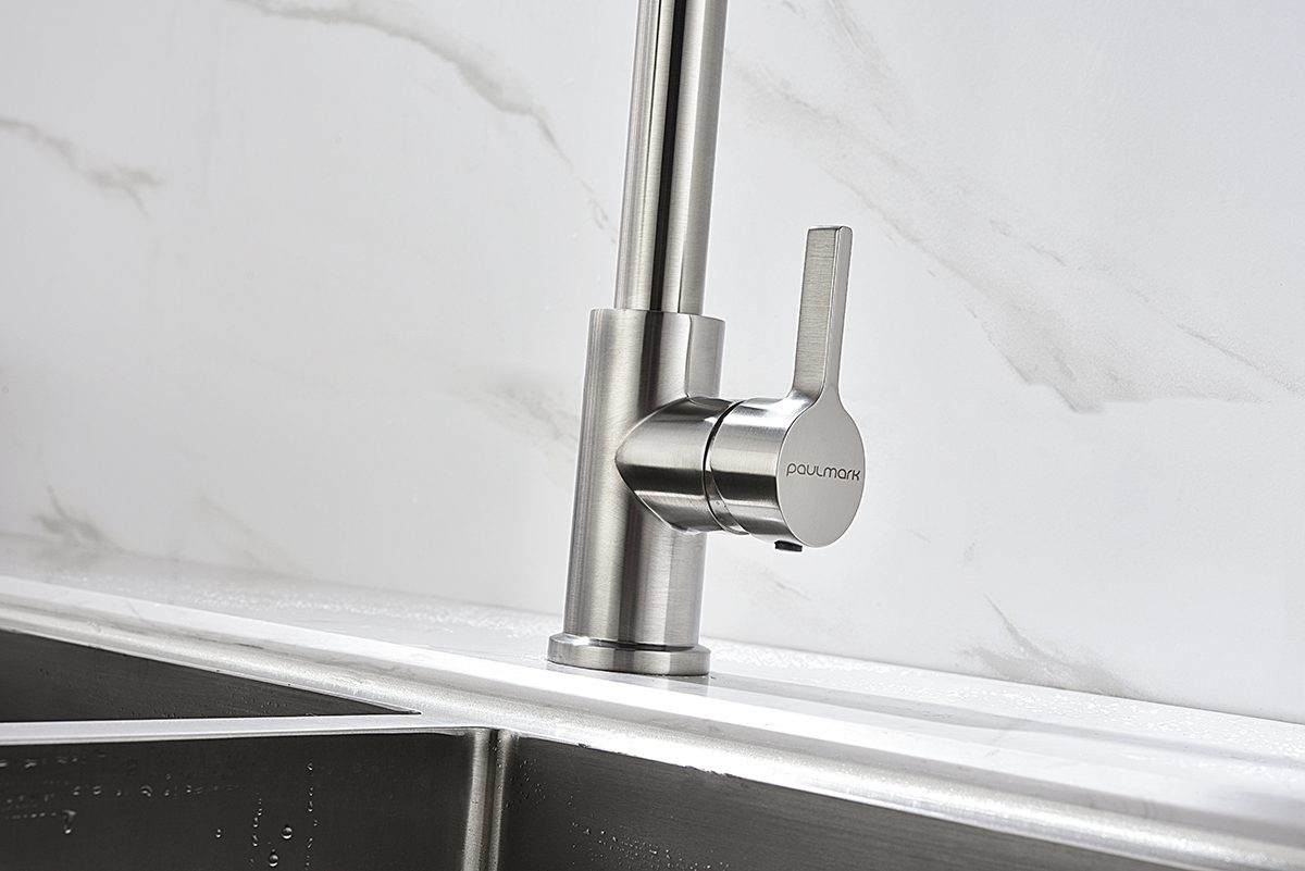 Смеситель для кухни с гибким изливом PAULMARK HALT, никель, Ha214021-Ni — изображение 3