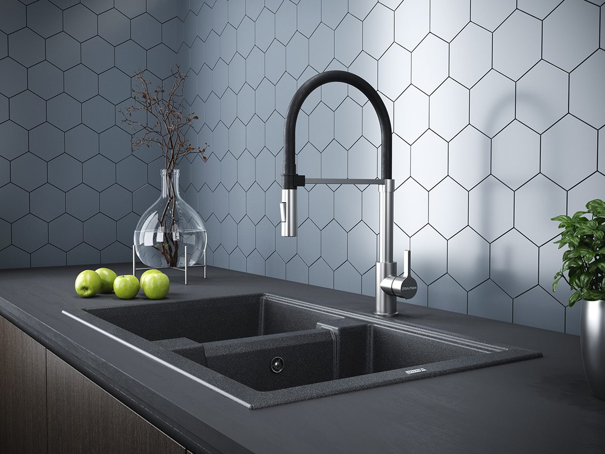 Смеситель для кухни с гибким изливом PAULMARK HALT, никель, Ha214021-Ni — изображение 7