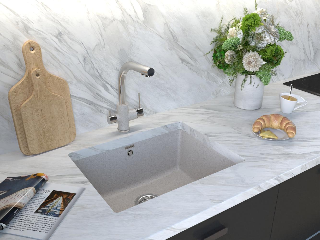 Кухонная мойка PAULMARK GERA 60, PM205546-GR, серый, 555х460 мм — изображение 3