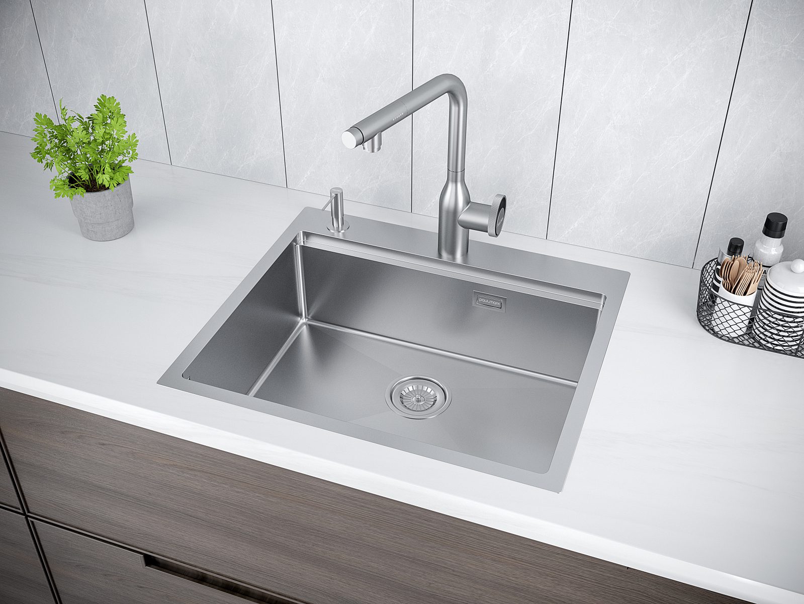 Кухонная мойка PAULMARK KRONER-PRO 59, PM705951-BS, брашированная сталь, 590х510мм — изображение 3