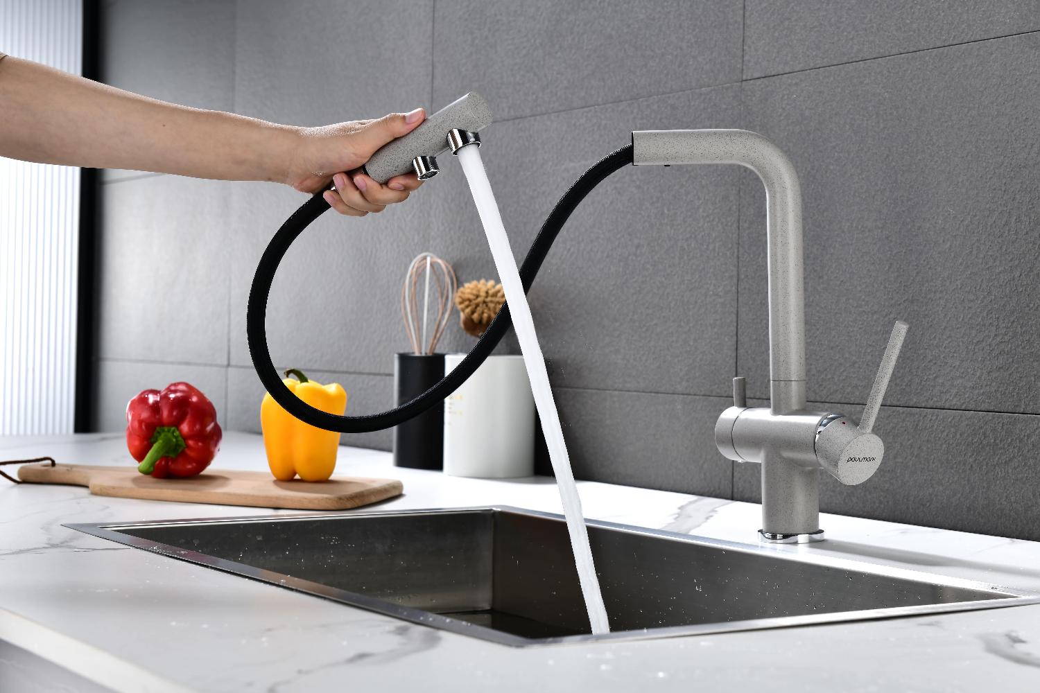 Смеситель для кухни под фильтр PAULMARK SERPENTINE, серый, Se213222-GR — изображение 3
