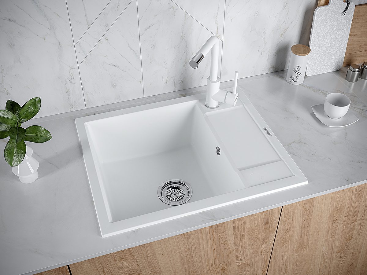 Кухонная мойка PAULMARK FLUGEN 50-600, PM216050-WH, белый, 600х500 — изображение 3