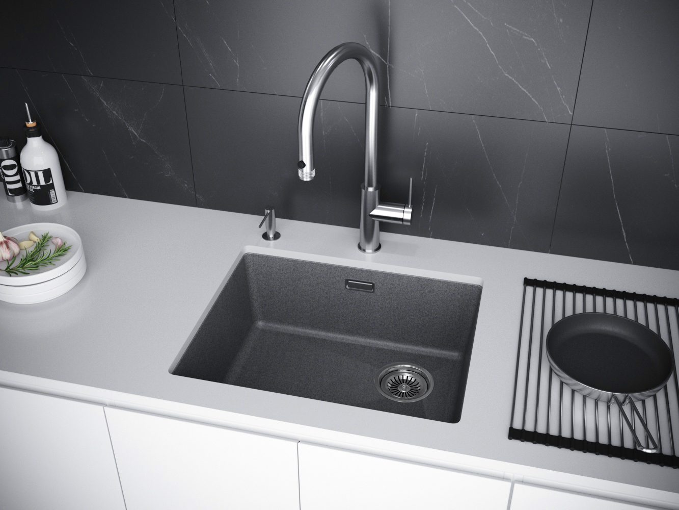 Кухонная мойка PAULMARK LUMI 55UNI, LU55-BL, черный, 555х460 — изображение 5
