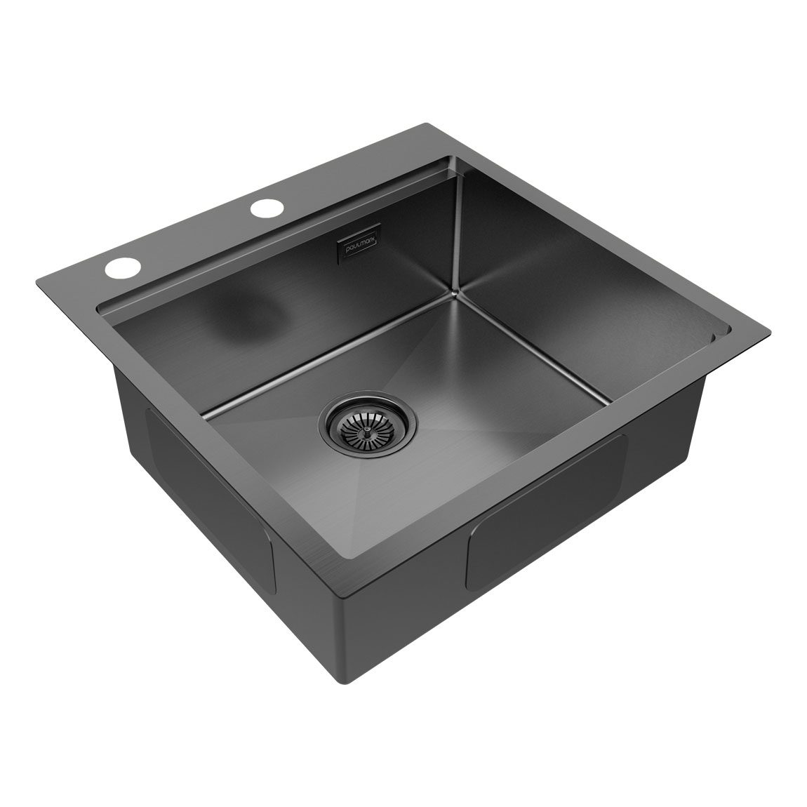 Кухонная мойка PAULMARK KRONER-PRO 51, PM705151-GM, вороненая сталь, 510х510мм — изображение 2