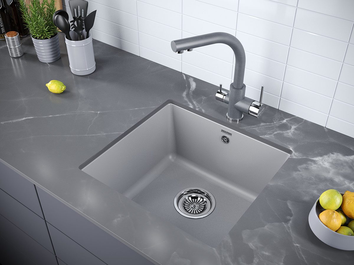 Кухонная мойка PAULMARK GERA 50, PM104546-GRM, серый металлик, 450х460 мм — изображение 3