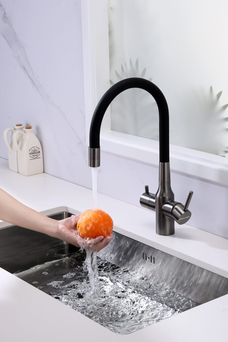 Смеситель для кухни под фильтр PAULMARK SALIX, вороненая сталь, Sa213419-GM — изображение 2