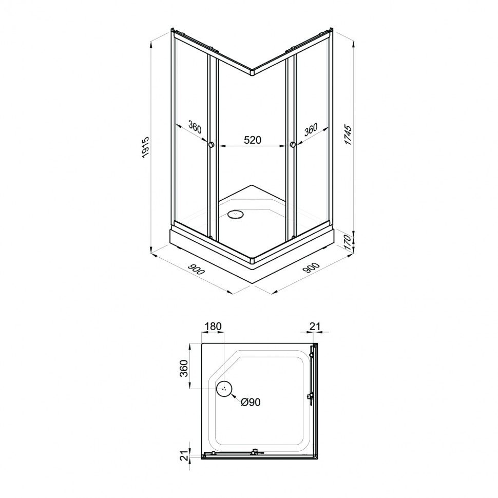 Душевой уголок Тритон Вельвет-К 90*90 А, поддон 17 см, матовое/белый, Щ0000061815 — изображение 6
