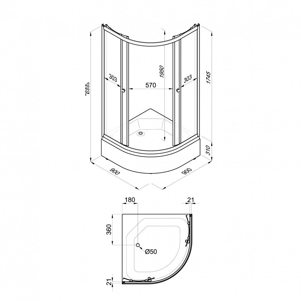 Душевой уголок Тритон Мозаика 90*90 В, поддон 31 см, мозаика/белый, Щ0000061809 — изображение 6