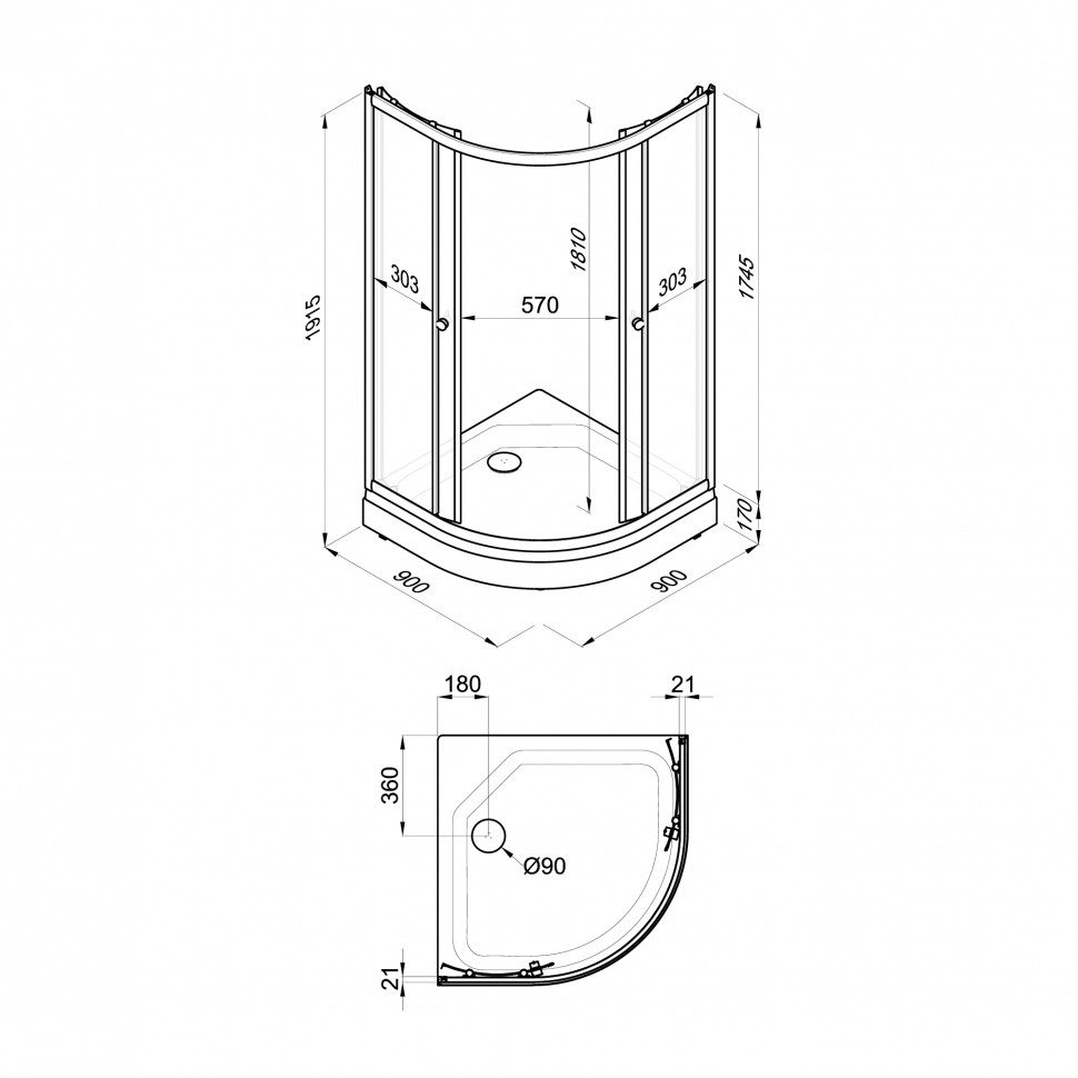 Душевой уголок Тритон Грэй 90*90 A, поддон 17 см, прозрачное/белый, Щ0000066464 — изображение 9