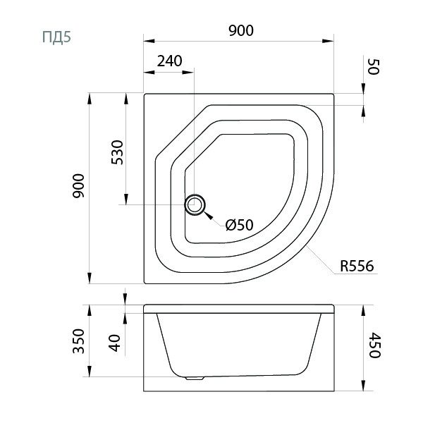 Душевой поддон Тритон ПД5 90*90 глубокий, Щ0000014179 — изображение 2