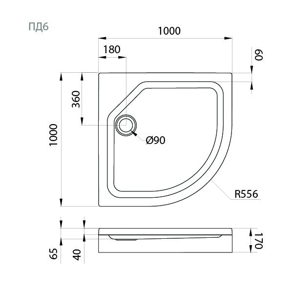 Душевой поддон Тритон ПД6 100*100 низкий, Щ0000014391 — изображение 2