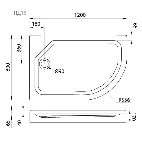 Душевой поддон Тритон ПД16 120*80 низкий, Щ0000038229 — изображение 2