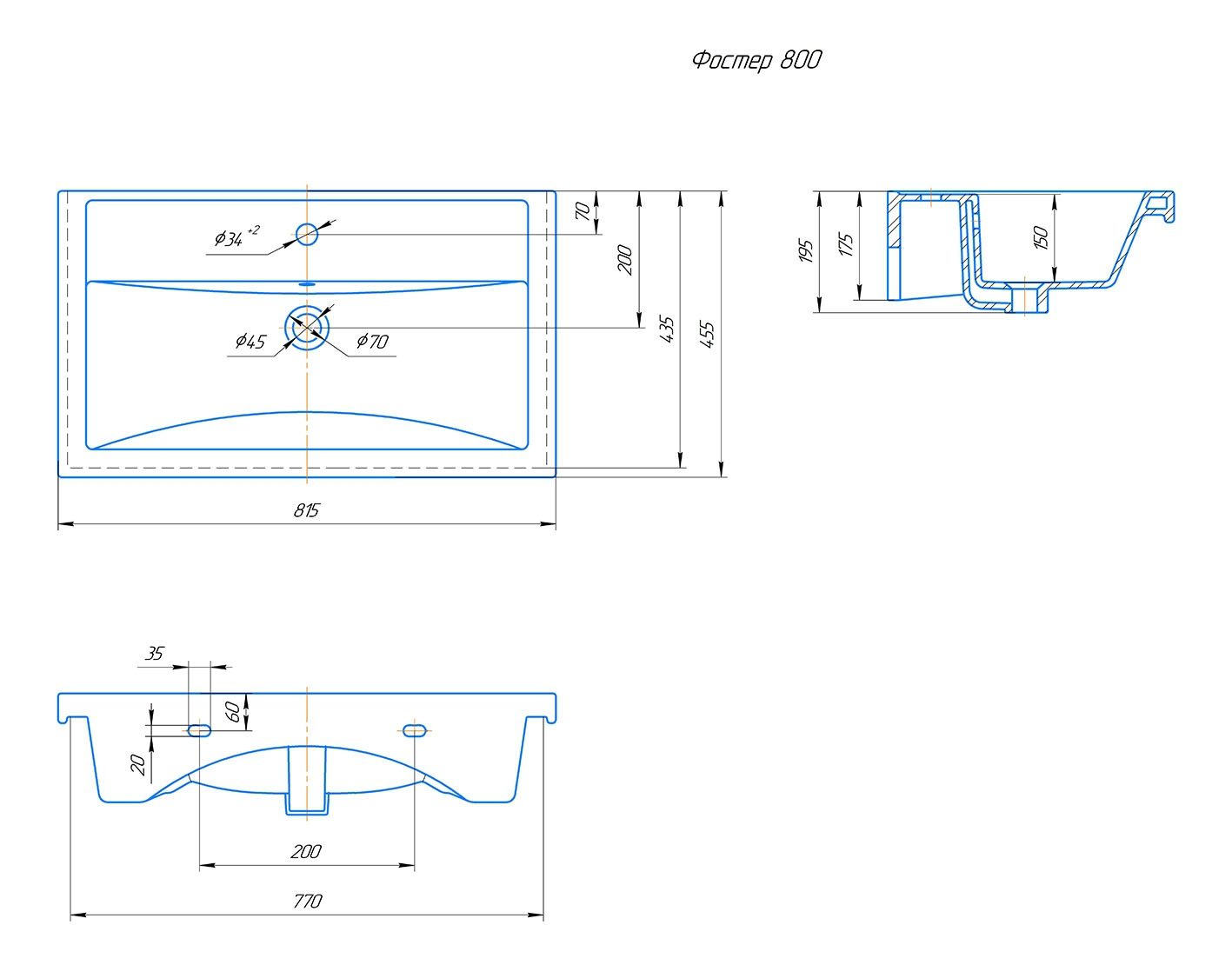 Умывальник Kirovit Фостер 80, 4640021064733 — изображение 2