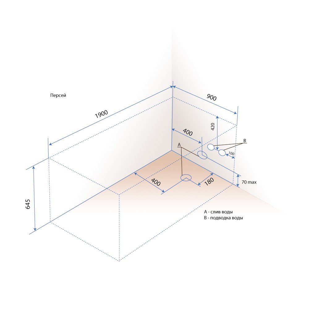 Ванна акриловая Тритон Персей 190*90, Н0000025024 — изображение 7