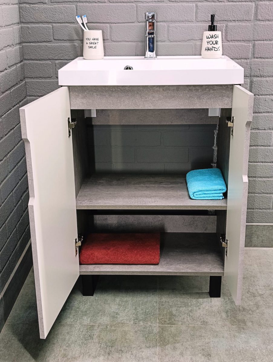 Тумба в ванную Айсберг Bazis 60 Марта без ящика, Бетон, DA3503T — изображение 3