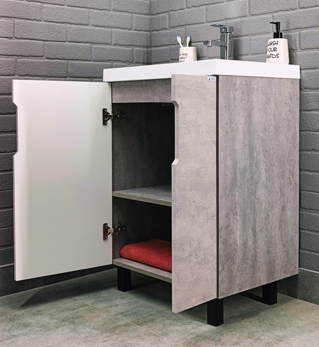 Тумба в ванную Айсберг Bazis 60 Марта без ящика, Бетон, DA3503T — изображение 4