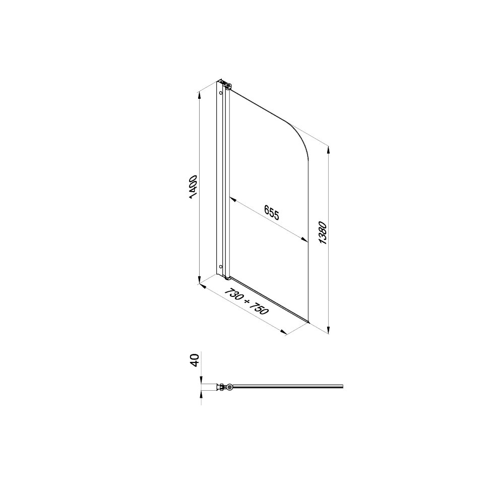 Душевая шторка на ванну Тритон Соло 75*140 прозрачное со скруглением/хром, Щ0000038541 — изображение 11