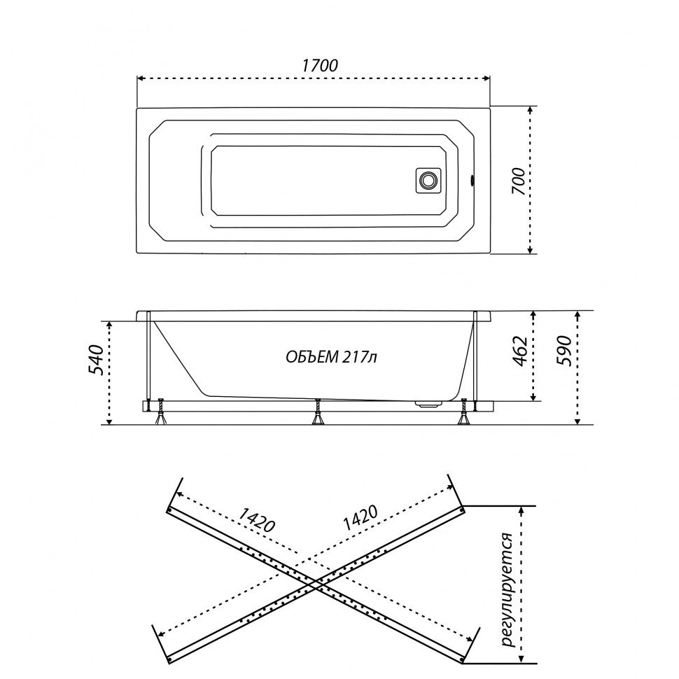 Ванна акриловая Тритон Прага 170*70, Щ0000049118 — изображение 8