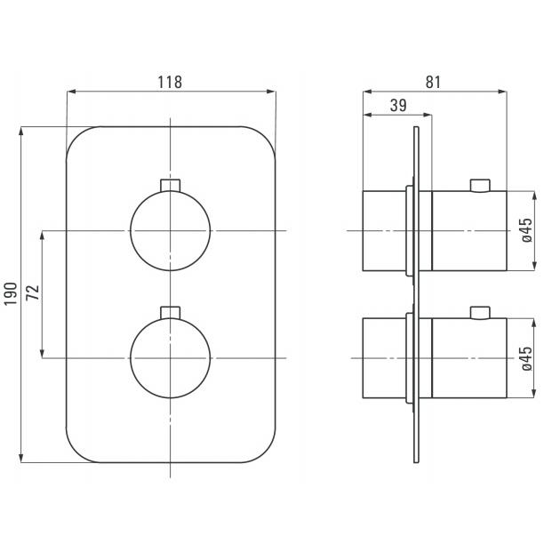 Накладка к скрытому механизму термостатическому DEANTE BOX THERM NERO BXY NEBT — изображение 2