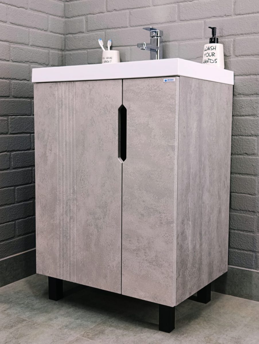 Тумба в ванную Айсберг Bazis 60 Марта без ящика, Бетон, DA3503T — изображение 2