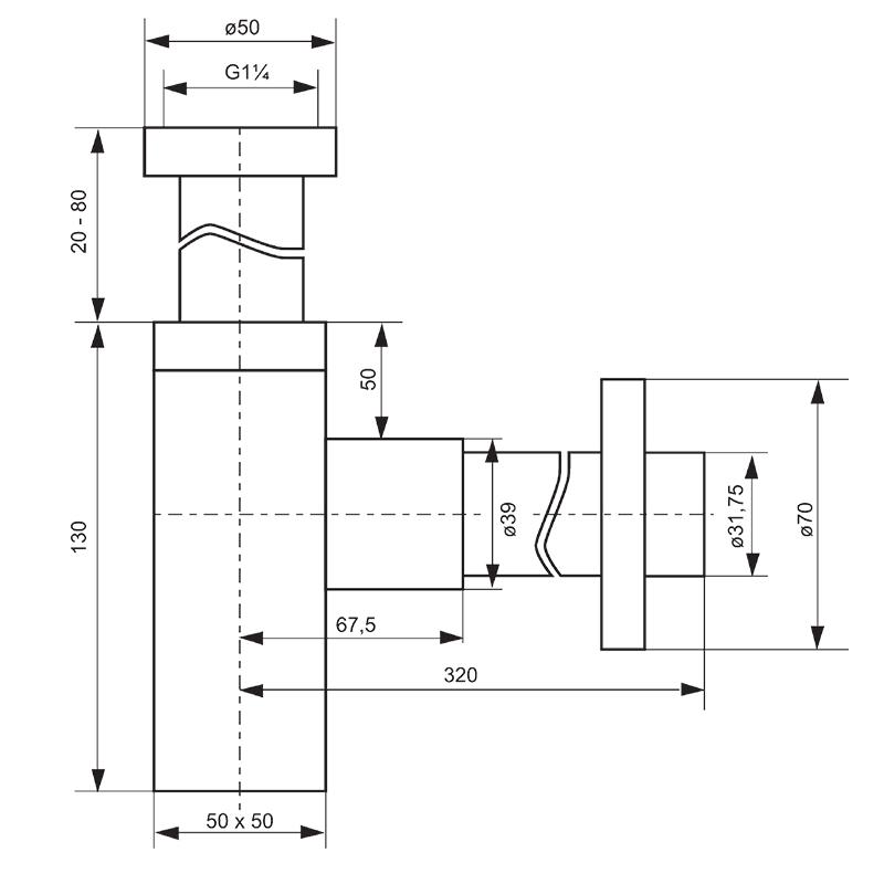 Сифон для умывальника бутылочный G5/4"-32 без донного клапана DEANTE NHC Z31K — изображение 5