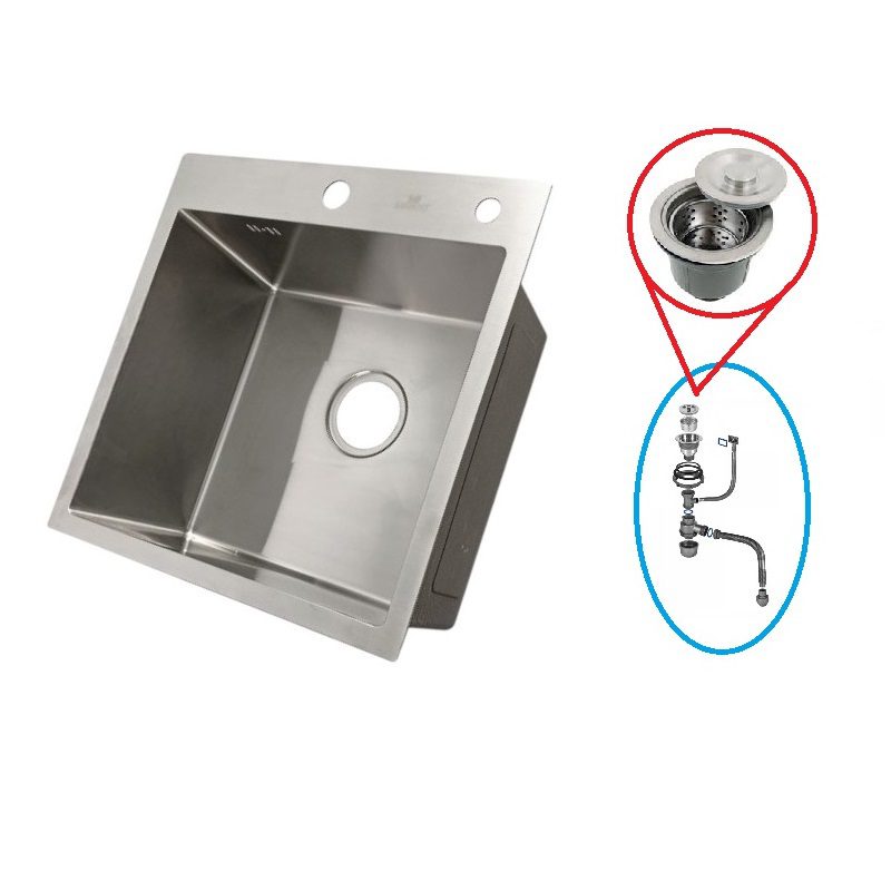 Кухонная мойка с сифоном WISENT W35050/2 (сатин/матовая) — изображение 5