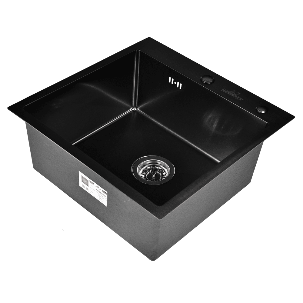 Кухонная мойка с сифоном WISENT W35050B/2 (графит/матовая)