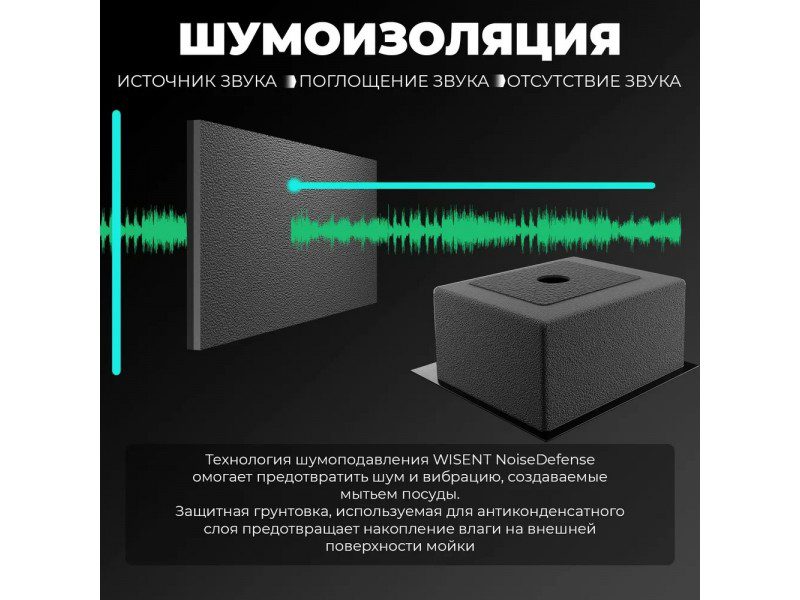 Кухонная мойка с сифоном WISENT W34050BD/2 (графит/декор) — изображение 4