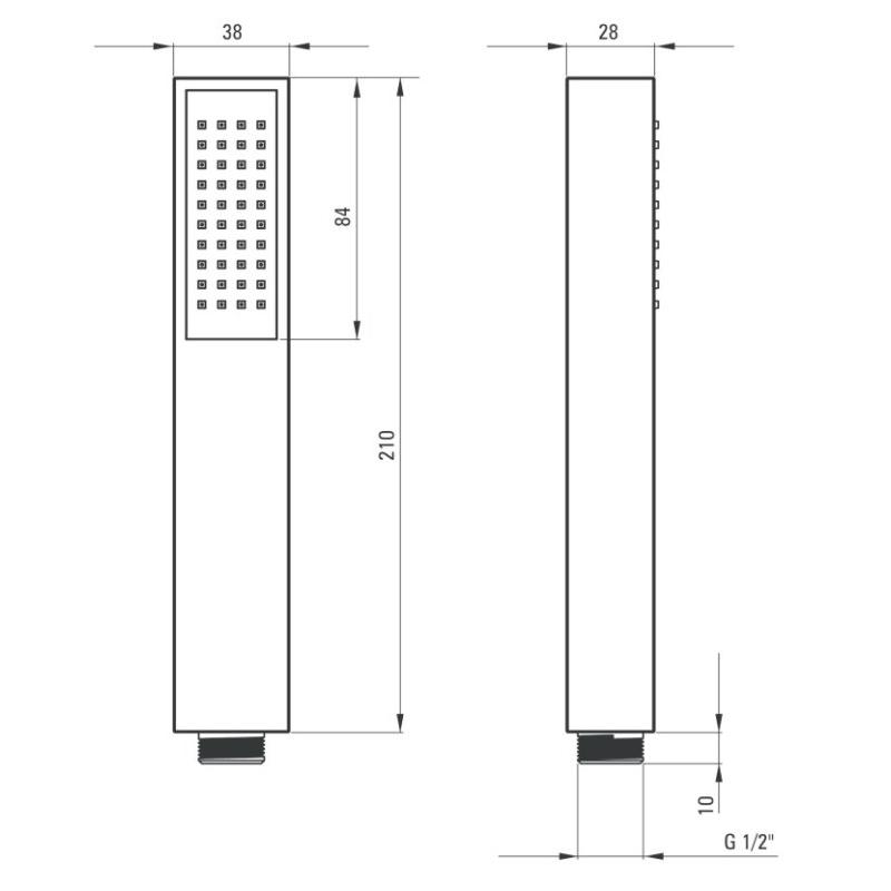 Лейка для душа 1-режимная DEANTE SQUARE NERO XDCA5SGN1 — изображение 2