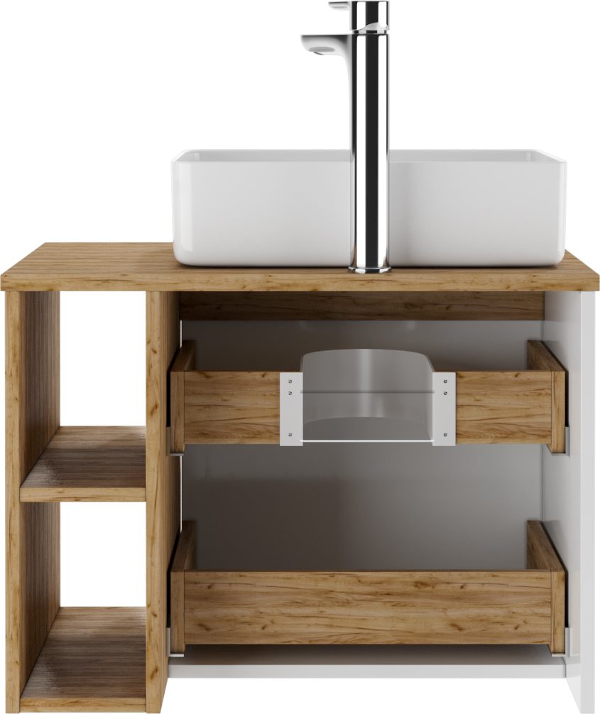 Тумба в ванную Домино JOY 46 Frost 70 с двумя ящиками, DF3401T — изображение 3