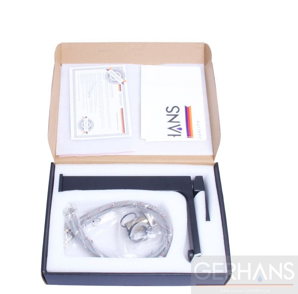 Cмеситель для умывальника GERHANS K11127B высокий, чёрный — изображение 7