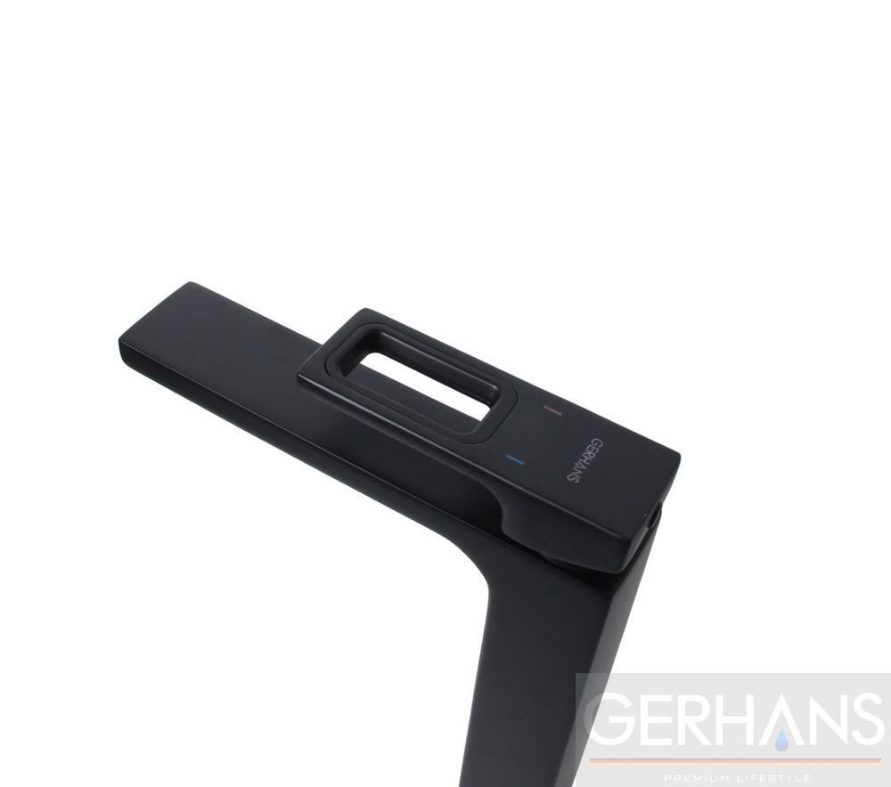 Cмеситель для умывальника GERHANS K11127B высокий, чёрный — изображение 6