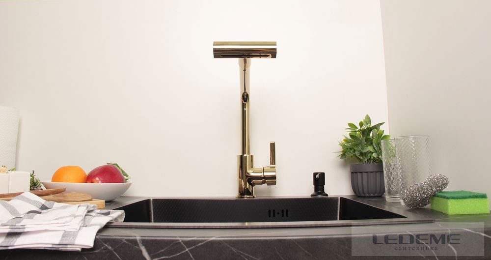 Многофункциональный смеситель для кухни Ledeme L4099G-4, золото — изображение 9