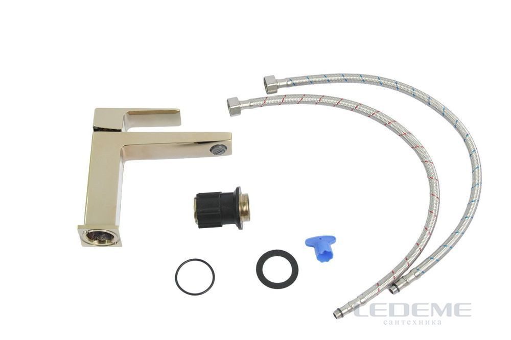 Смеситель для умывальника Ledeme L1073G, золото — изображение 9
