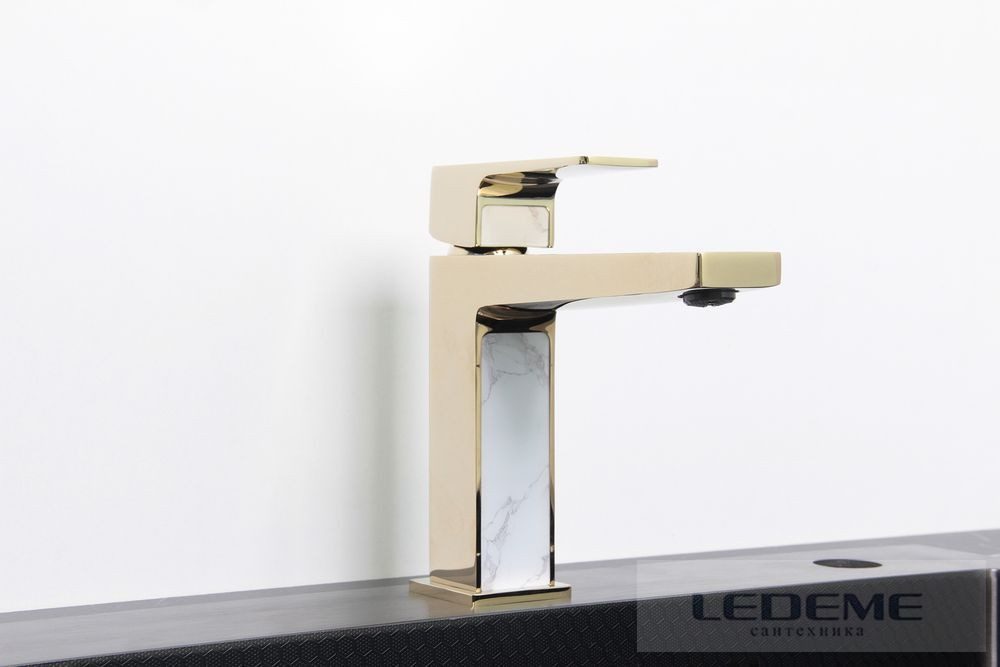 Смеситель для умывальника Ledeme L1073G, золото — изображение 3