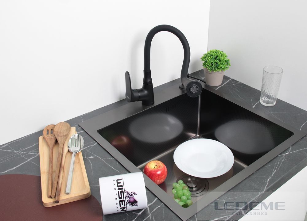 Смеситель для кухни с гибким изливом Ledeme L4161B-2 — изображение 10