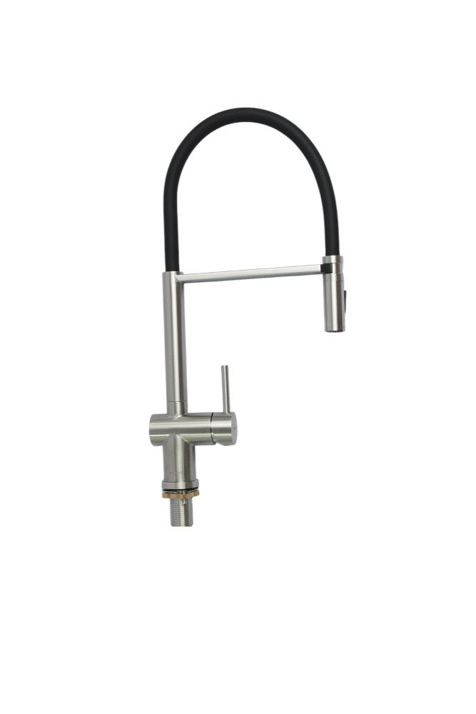 Смеситель для кухни с гибким изливом GERHANS K14290A-2, сатин/чёрный — изображение 4