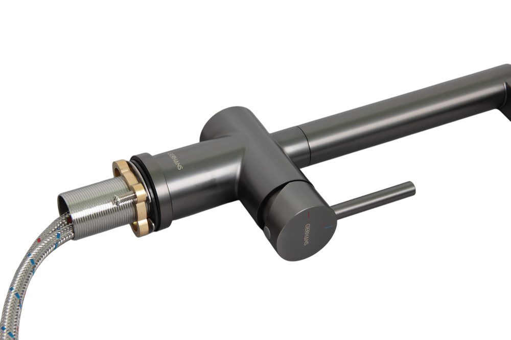 Смеситель для кухни с гибким изливом GERHANS K14290D-2, оружейная сталь/чёрный — изображение 6